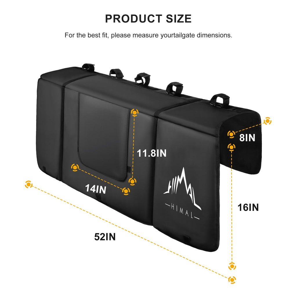 Himal Outdoors Tailgate Pad for Mountain Bike, Tailgate Protection Pad with Tool Pockets, Fits Most Truck Carries Up to 5 Bikes
