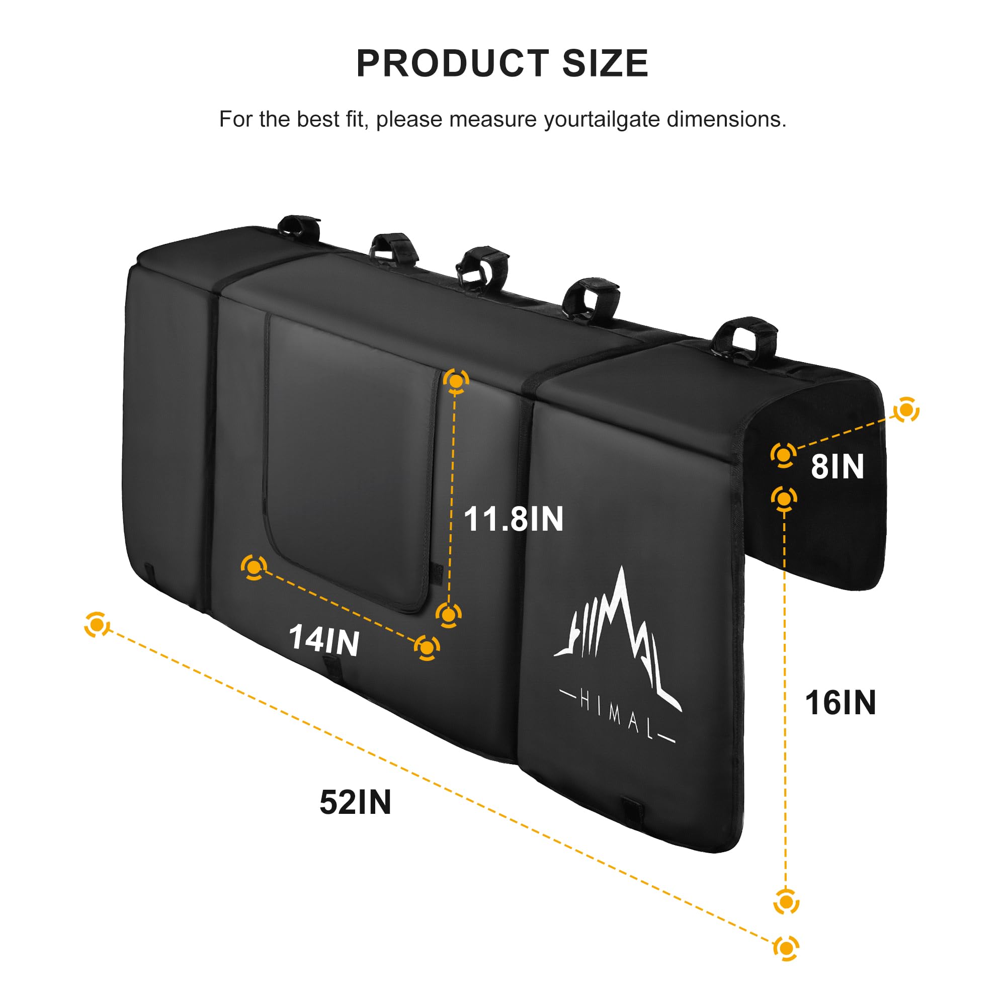 Himal Outdoors Tailgate Pad for Mountain Bike, Tailgate Protection Pad with Tool Pockets, Fits Most Truck Carries Up to 5 Bikes