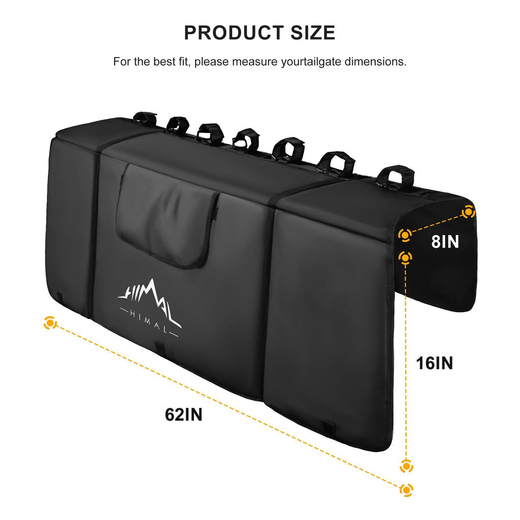 Himal Outdoors Tailgate Pad for Mountain Bike, Tailgate Protection Pad with Tool Pockets, Fits Most Truck Carries Up to 5 Bikes