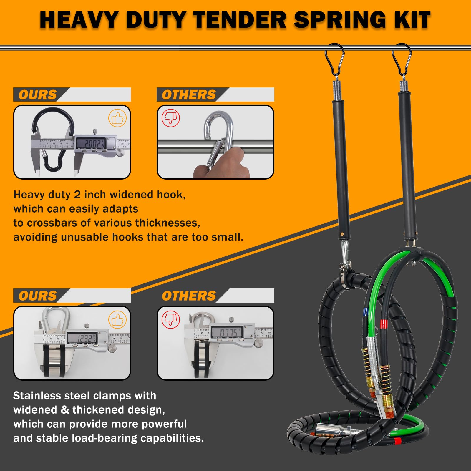 15 FT Semi Truck Air Lines Kit with 2 Pcs Tender Spring Kit and Glad Hands with Gladhand Holder & Handles 3IN1 Trailer Cord and Air Hoses Kit for Truck Trailer Tractor