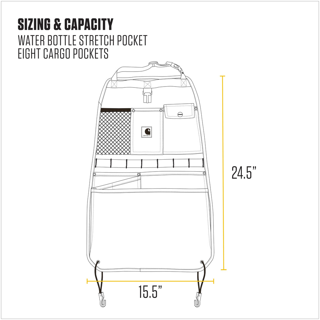 Carhartt Universal Nylon Duck Automotive Seat Back Organizer, Organization for Work and Kids, Gravel