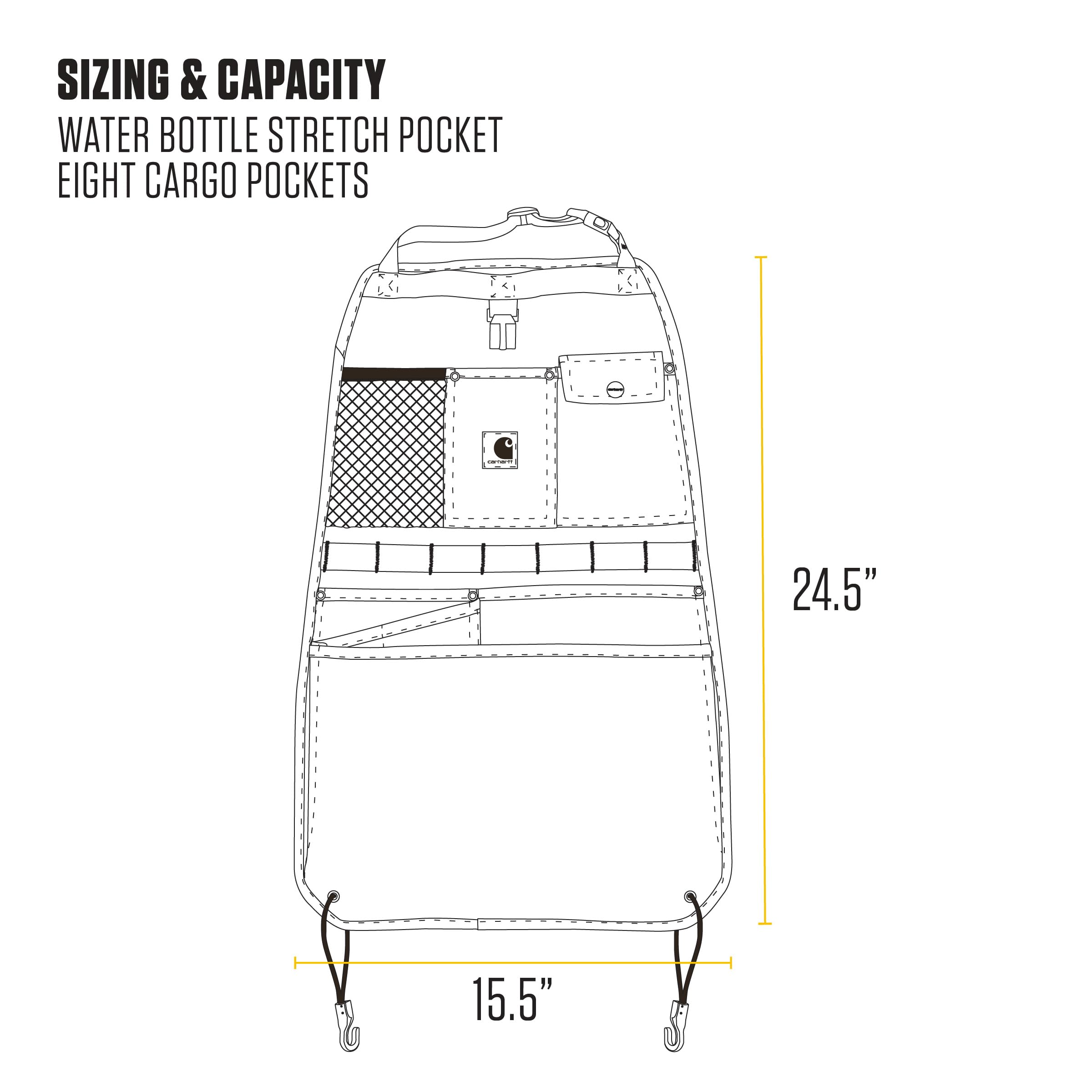 Carhartt Universal Nylon Duck Automotive Seat Back Organizer, Organization for Work and Kids, Gravel