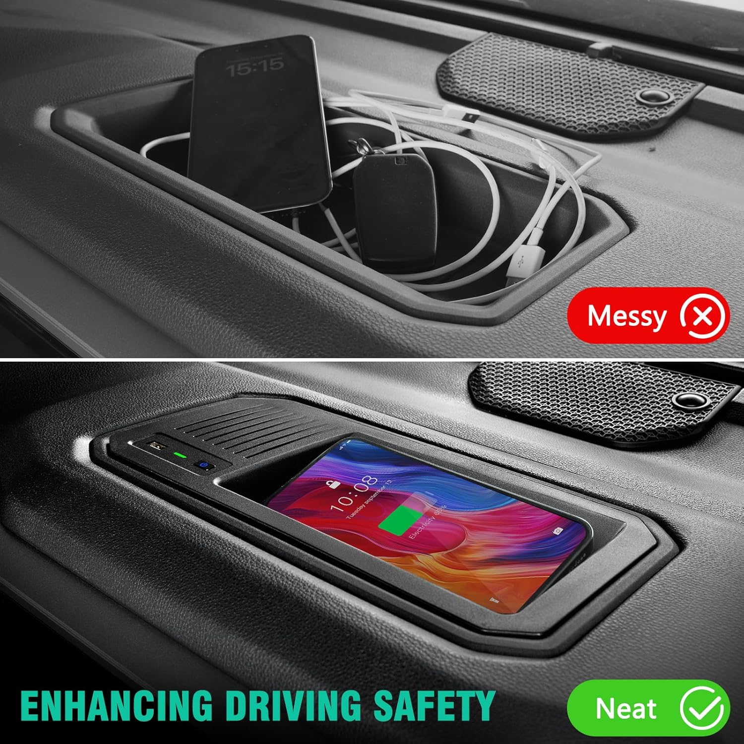 DiffCar® Wireless Car Charger for Toyota Tundra 2026 2025 2024 2023 2022 | Truck Accessories Interior Wireless Charging Pad with USB Port | for Tundra 1794 Edition SR SR5 Platinum TRD Pro Limited
