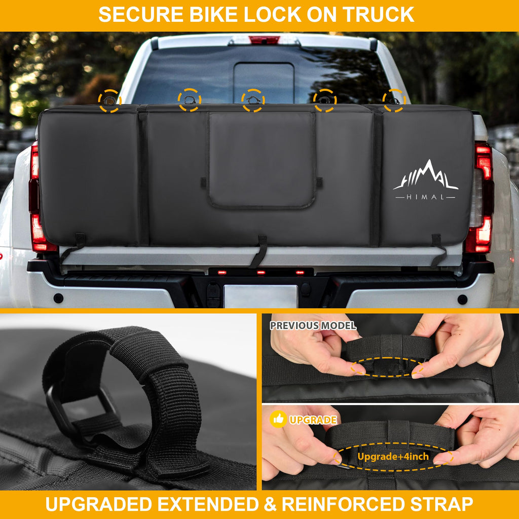 Himal Outdoors Tailgate Pad for Mountain Bike, Tailgate Protection Pad with Tool Pockets, Fits Most Truck Carries Up to 5 Bikes