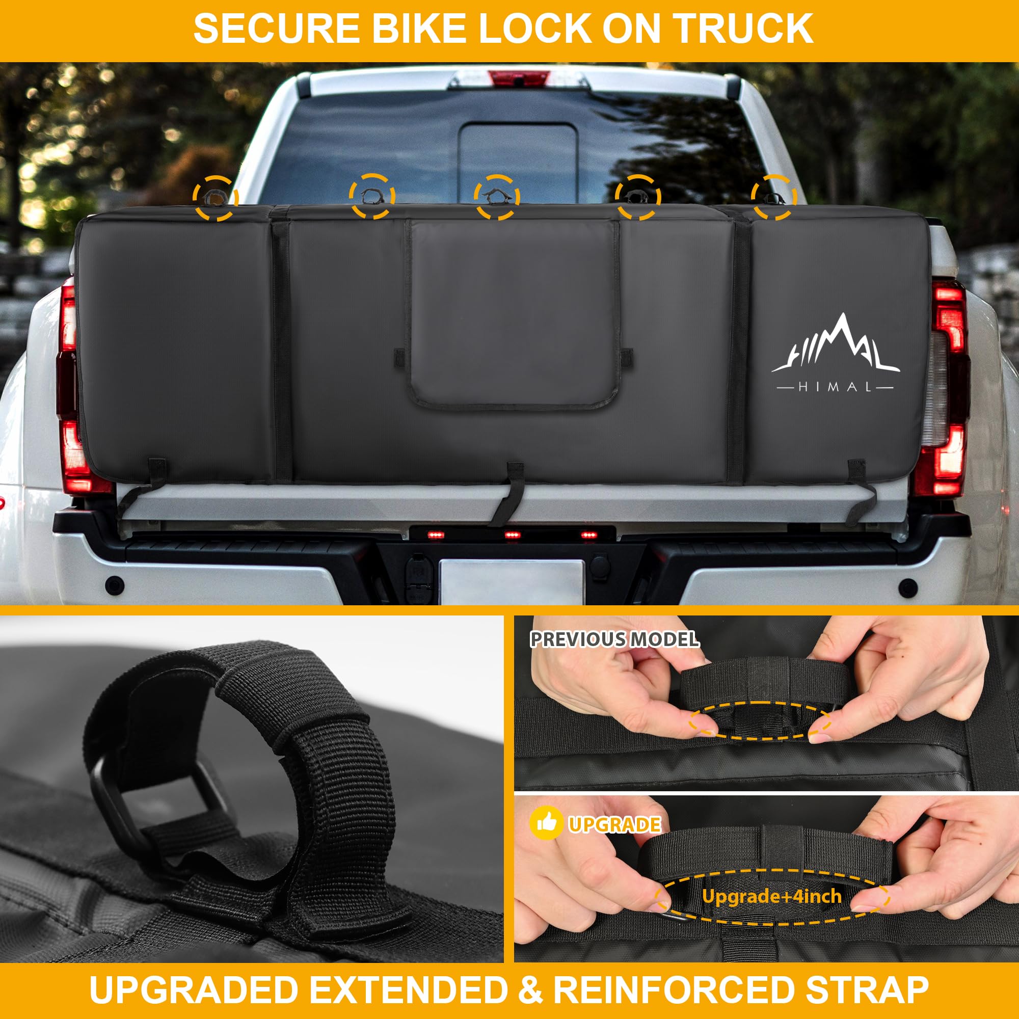 Himal Outdoors Tailgate Pad for Mountain Bike, Tailgate Protection Pad with Tool Pockets, Fits Most Truck Carries Up to 5 Bikes