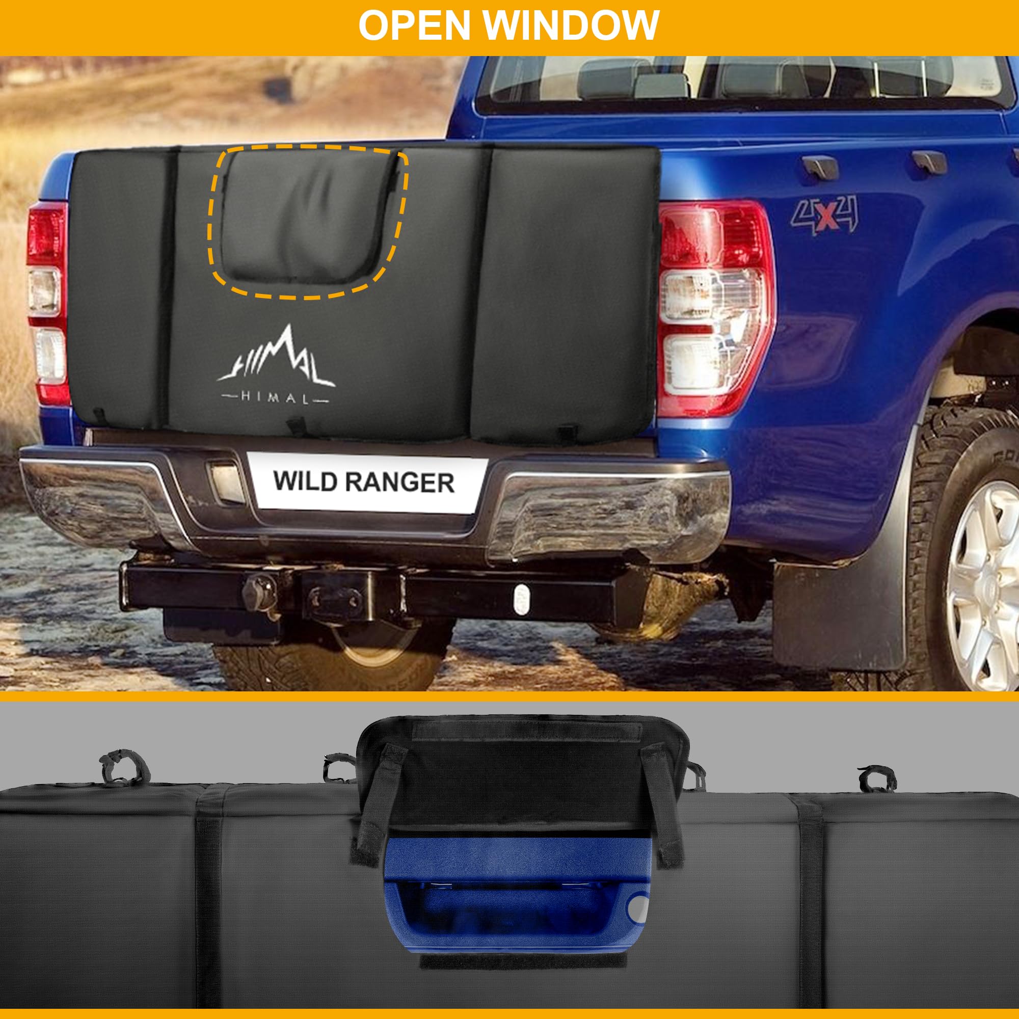 Himal Outdoors Tailgate Pad for Mountain Bike, Tailgate Protection Pad with Tool Pockets, Fits Most Truck Carries Up to 5 Bikes