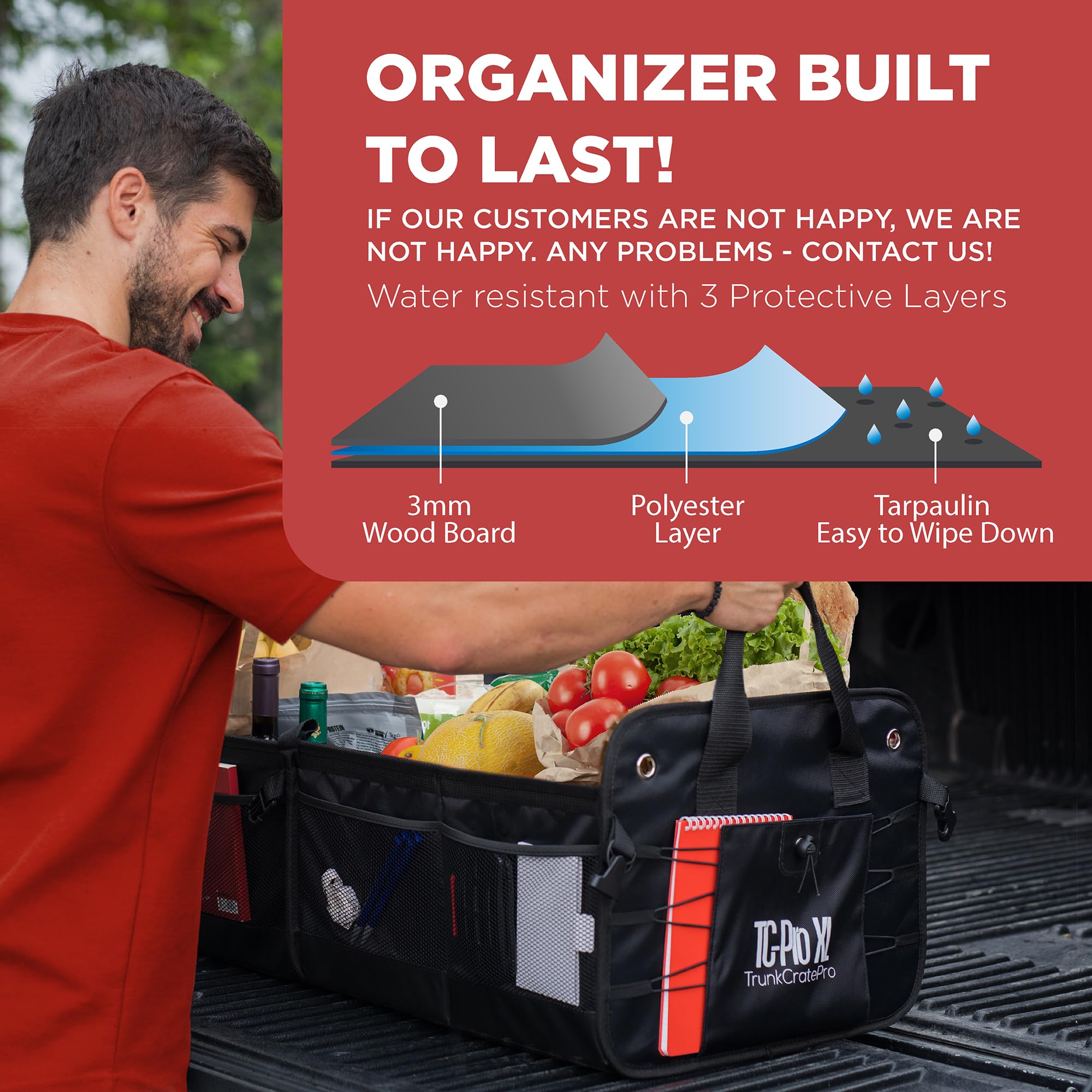TRUNKCRATEPRO XL Heavy-Duty Trunk Organizer – Reinforced SUV & Truck Cargo Storage with 6 Adjustable Compartments, Non-Slip Base & Securing Straps (Foldable Design, Grey)