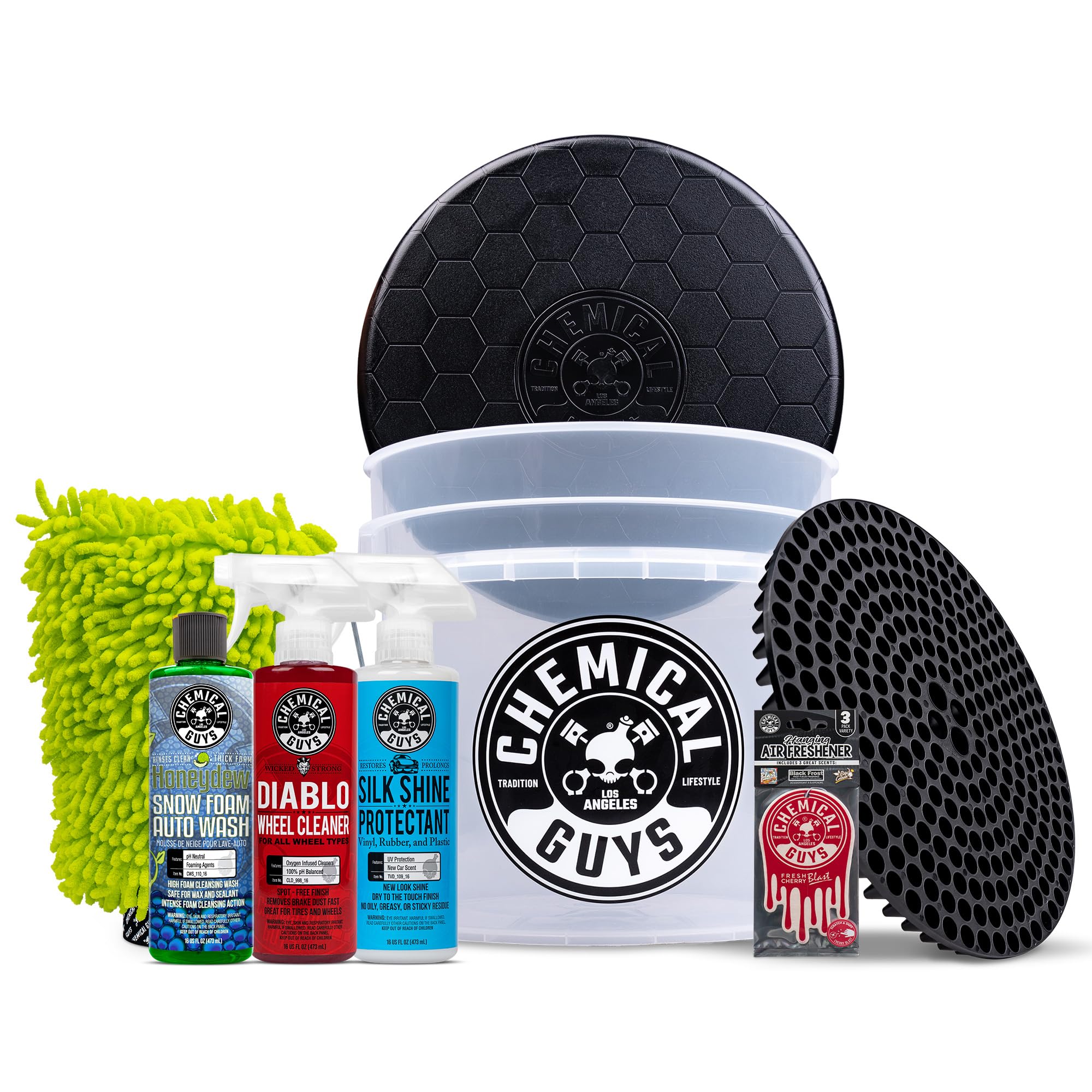 Chemical Guys Car Wash Kit 14-Pc Arsenal Builder - with Foam Blaster, Wash Bucket, Towels, Applicators, and 16 oz Soaps, Waxes, and Cleaners - Complete Car Detailing Gift Set, Works with Garden Hose