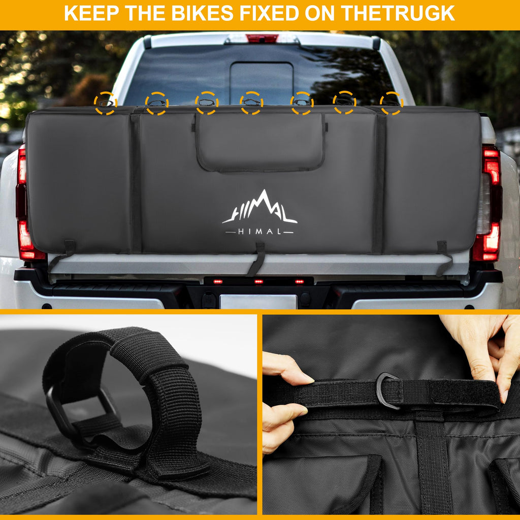 Himal Outdoors Tailgate Pad for Mountain Bike, Tailgate Protection Pad with Tool Pockets, Fits Most Truck Carries Up to 5 Bikes