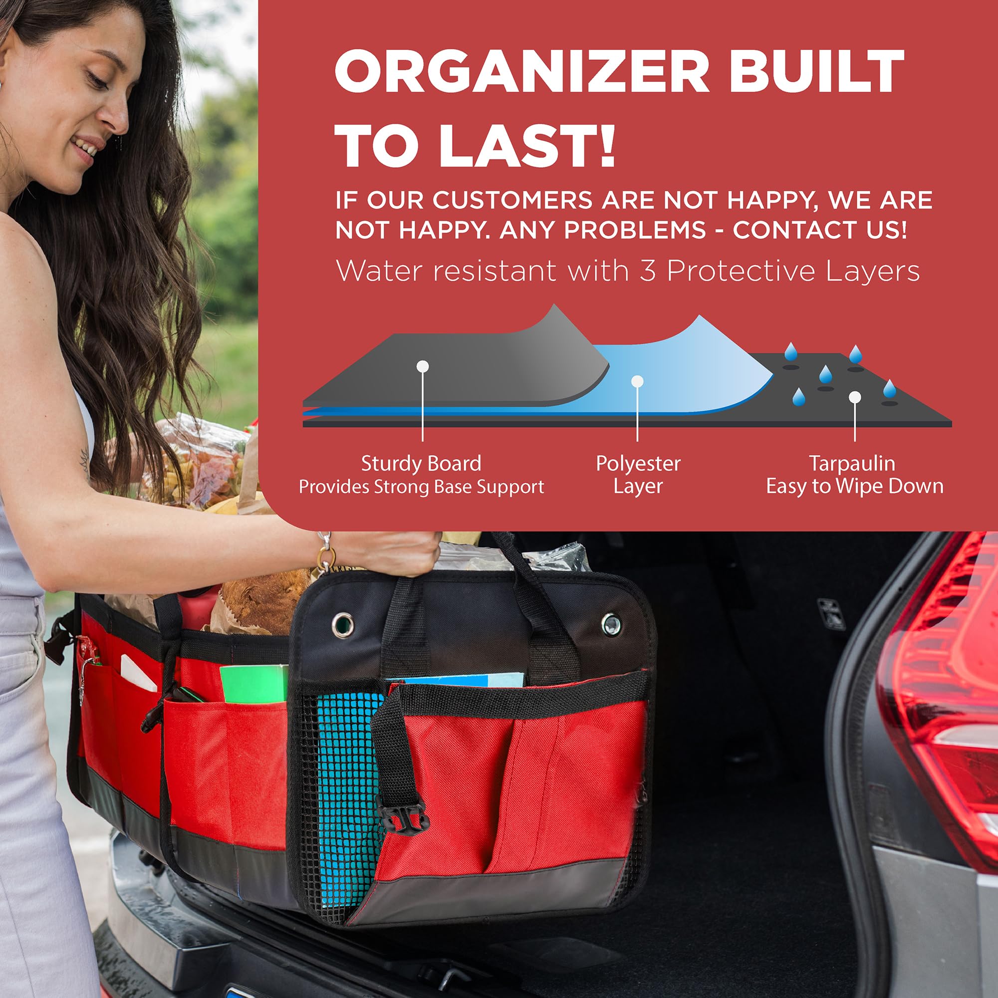 TRUNKCRATEPRO XL Heavy-Duty Trunk Organizer – Reinforced SUV & Truck Cargo Storage with 6 Adjustable Compartments, Non-Slip Base & Securing Straps (Foldable Design, Grey)