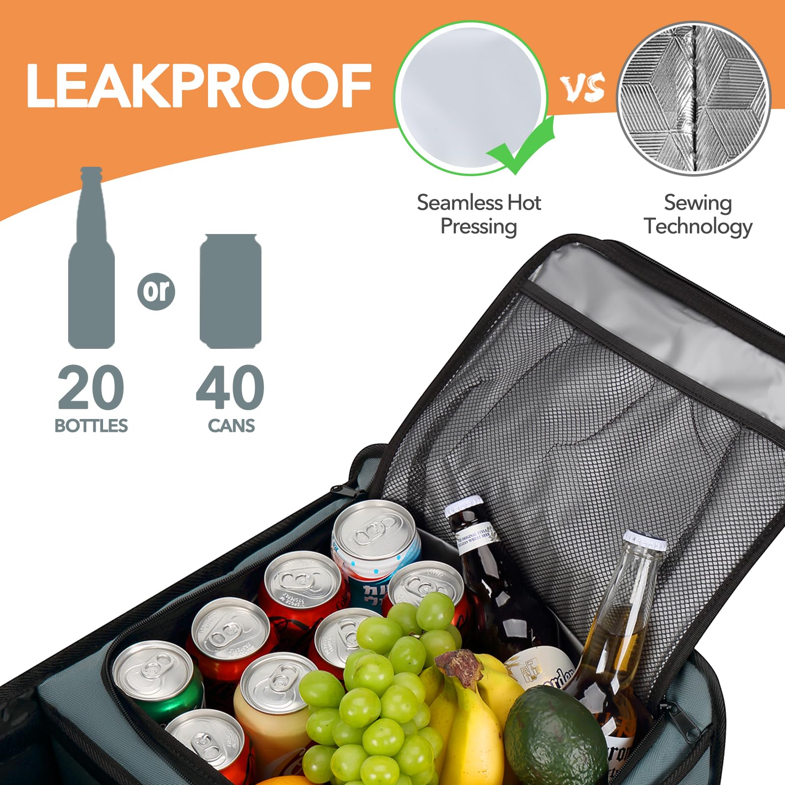 HEYTRIP Large Trunk Organizer With Built-in Leakproof Cooler Bag, 2 Tie-Down Straps, 4 Removable Dividers, Foldable Cover, Built with 2mm PE Board