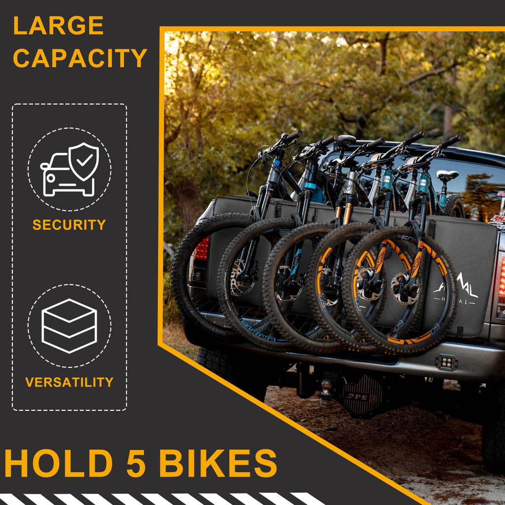 Himal Outdoors Tailgate Pad for Mountain Bike, Tailgate Protection Pad with Tool Pockets, Fits Most Truck Carries Up to 5 Bikes