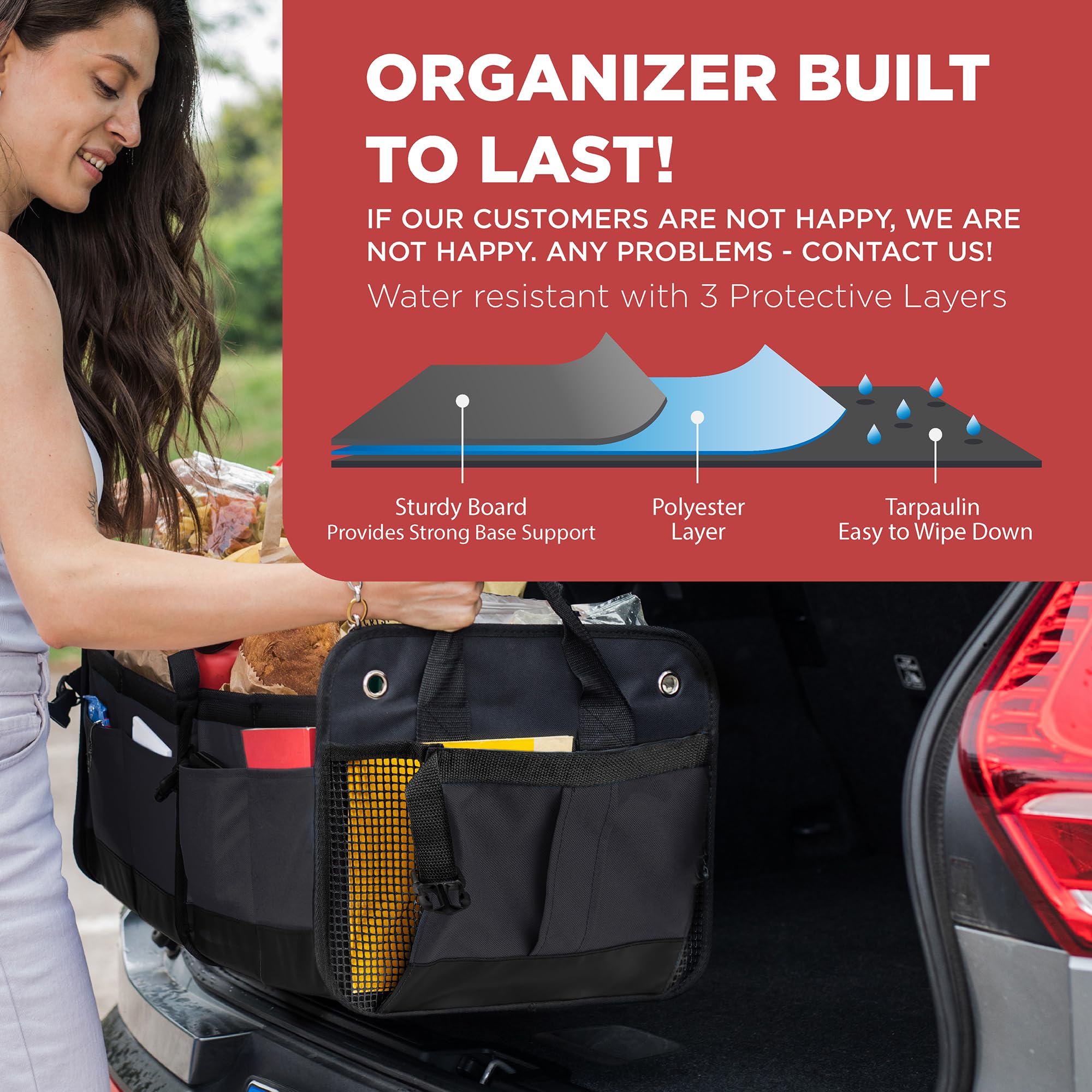 TRUNKCRATEPRO XL Heavy-Duty Trunk Organizer – Reinforced SUV & Truck Cargo Storage with 6 Adjustable Compartments, Non-Slip Base & Securing Straps (Foldable Design, Grey)