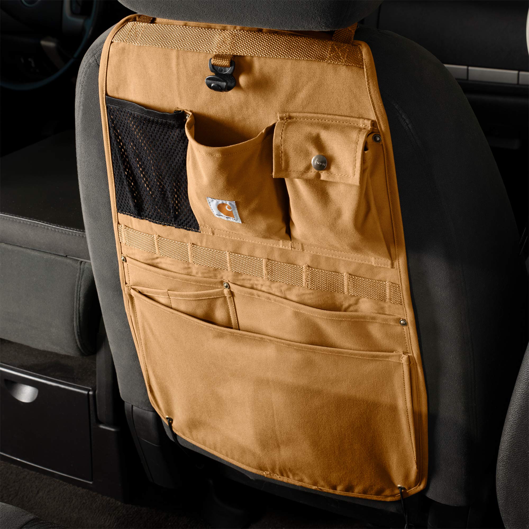 Carhartt Universal Nylon Duck Automotive Seat Back Organizer, Organization for Work and Kids, Gravel