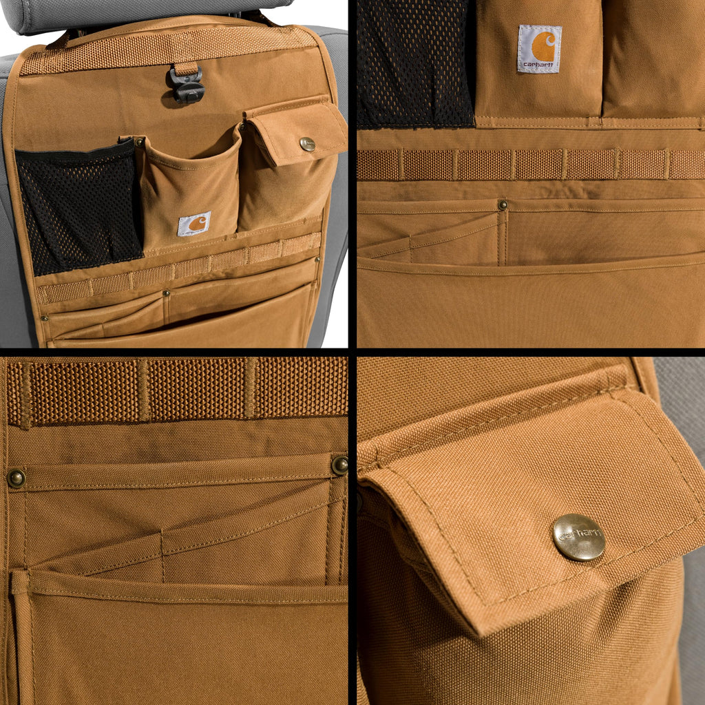 Carhartt Universal Nylon Duck Automotive Seat Back Organizer, Organization for Work and Kids, Gravel