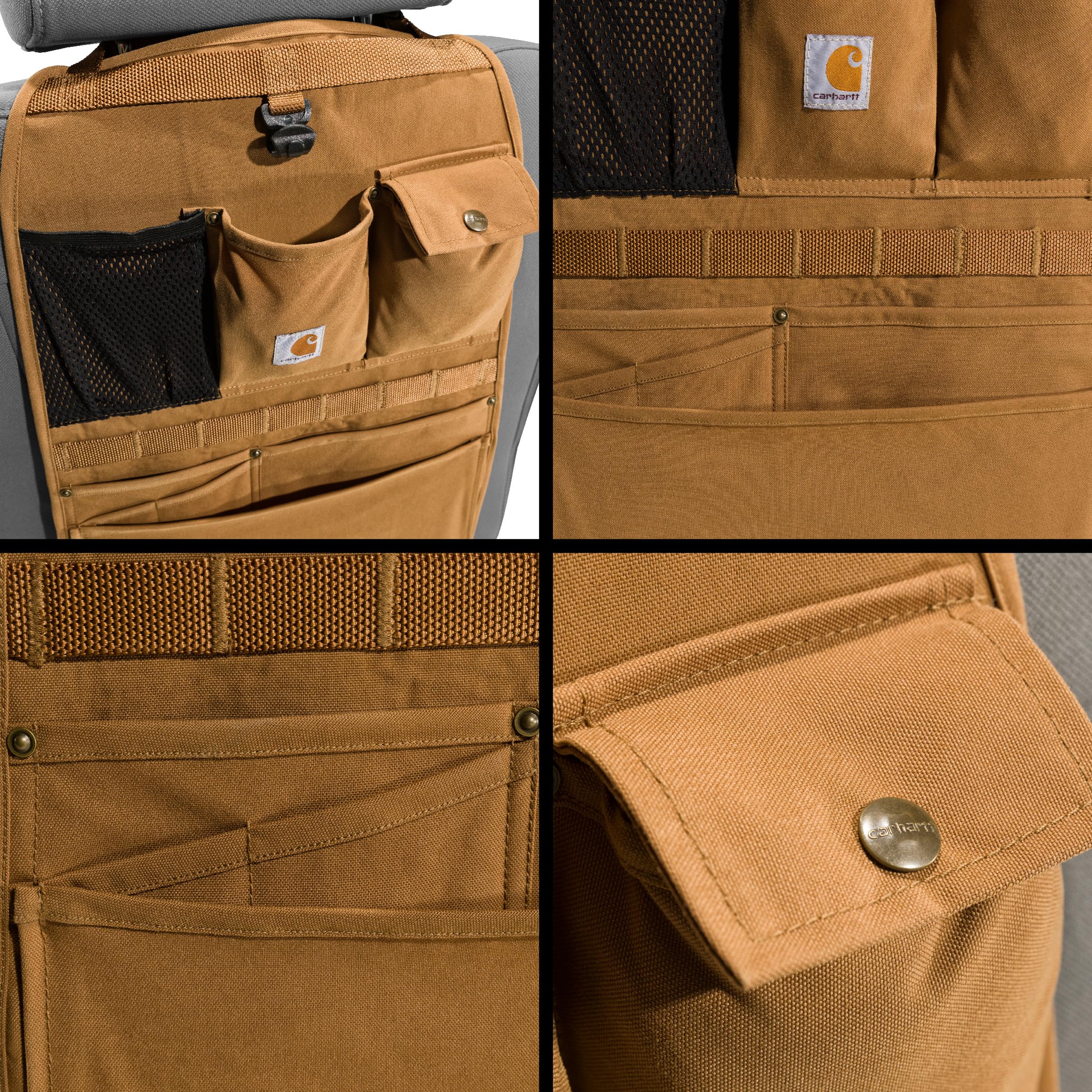 Carhartt Universal Nylon Duck Automotive Seat Back Organizer, Organization for Work and Kids, Gravel